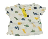 Nové - bílé mušelínové tričko s dinosaury SHEIN