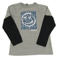 Šedo-černé melírované triko se smajlíkem a nápisy Kangaroo Poo 