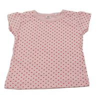 Světlerůžové tričko s červenými srdíčky ZEEMAN