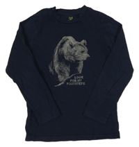 Tmavomodré triko s medvídkem OVS