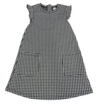 Černo-světlešedé vzorované šaty s volánky Tu