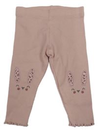 Světlerůžové žebrované legíny se zajíčky F&F