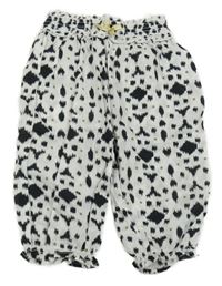 Bílo-černo-zlaté vzorované paper bag lehké kalhoty s mašlí Kitchoun