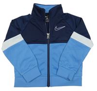 Tmavomodro-modro-bílá thermo propínací mikina s logem Nike