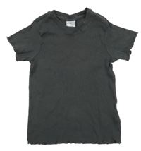 Tmavošedé žebrované crop tričko Page one young