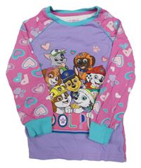 Fialovo-růžovo-tyrkysové pyžamové triko s PAW PATROL nickelodeon