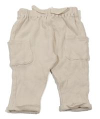 Smetanové žebrované cargo turecké tepláky H&M