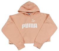 Meruňková crop mikina s logem a kapucí Puma