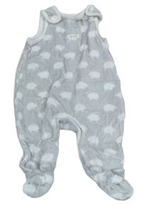 Světlešedé sametové dupačky s ovcemi Mothercare