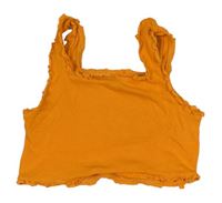 Oranžový žebrovaný crop top s volánky Matalan