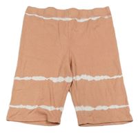Starorůžovo-bílé batikované žebrované elastické kraťasy Primark