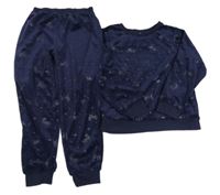 Tmavomodré plyšové pyžamo s jednorožci George