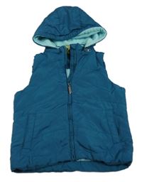 Petrolejová šusťáková zateplená vesta s kapucí Alive