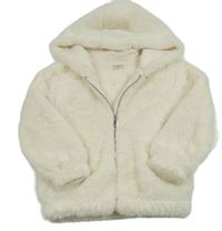 Krémová kožešinová podšitá bunda s kapucí F&F