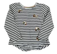 Bílo-černé pruhované triko s duhami z překlápěcích flitrů Nutmeg