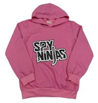 Tmavorůžová mikina s nápisem a kapucí