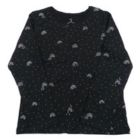 Černé puntíkaté triko s duhami Next