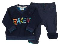 2set - Tmavomodrá mikina s nápisem s vesmírným motivem + podšité teplákové kalhoty Baker