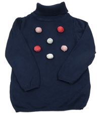 Tmavomodrý svetrový rolák s bambulemi Topolino