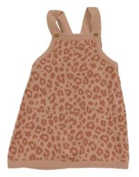 Starorůžové pletené laclové šaty s leopardím vzorem F&F