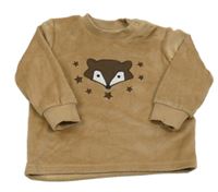 Hnědá plyšová mikina s liškou Kuniboo