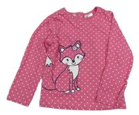 Tmavorůžové puntíkaté triko s liškou BPC