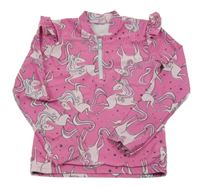 Tmavorůžové UV triko s jednorožci a volánky George