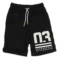 Černé perforované sportovní podšité kraťasy s číslem H&M