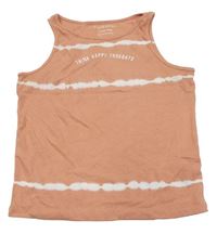 Meruňkový žebrovaný top s nápisem Primark
