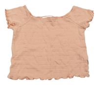 Meruňkový žebrovaný crop top 