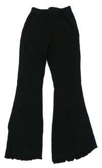 Černé žebrované flare legíny 