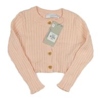 Světlerůžový žebrovaný propínací crop svetr Primark