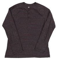 Fialovo-červené melírované triko s knoflíky H&M