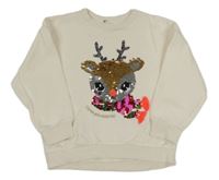 Smetanová mikina se sobem z flitrů H&M