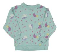 Světlemodrá lehká mikina s jednorožci a hvězdami Kiki&Koko