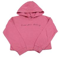 Růžová crop mikina s nápisem a kapucí George