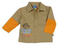 Hnědo-oranžová plátěná košile s opicí Topolino