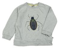 Šedá melírovaná mikina s broukem 