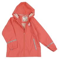 Korálová nepromokavá bunda s jednorožcem a kapucí lupilu