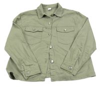 Khaki lehká riflová bunda s kapsami 