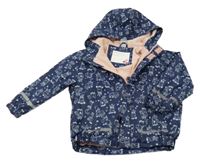 Tmavomodrá nepromokavá jarní bunda s jednorožci a kapucí Kiki&Koko