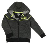 Šedo-černá melírovaná propínací mikina s kapucí F&F