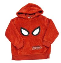 Červená plyšová mikina se Spidermanem a kapucí H&M