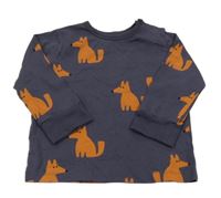 Tmavomodré triko s liškami hema