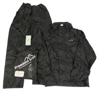 2 set - černá lehká šusťáková nepromokavá bunda + nepromokavé kalhoty 