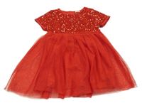 Červené tylové šaty s flitry F&F