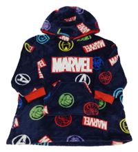 Tmavomodrá plyšová domácí oversize mikina s Marvel a kapucí Primark