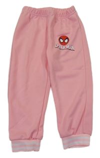 Světlerůžové sportovní tepláky se Spidermanem 