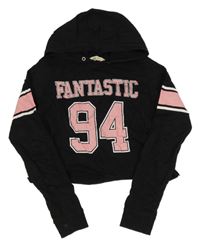 Černá crop mikina s číslem a kapucí H&M