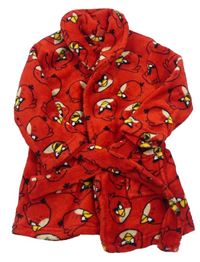 Červený chlupatý župan s Angry Birds